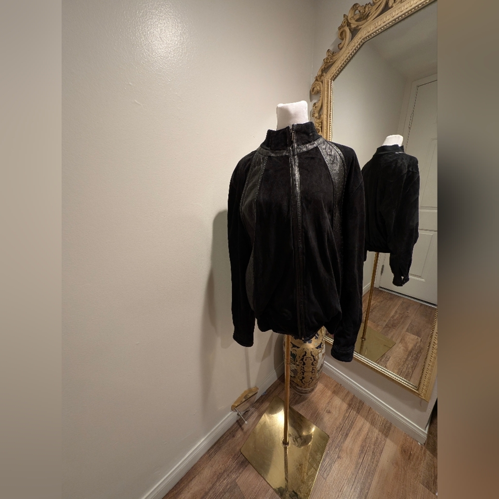 Vintage $15k UMBERTO BILANCIONI Italian Black Leather Jacket Coat IT52|US M L/XL